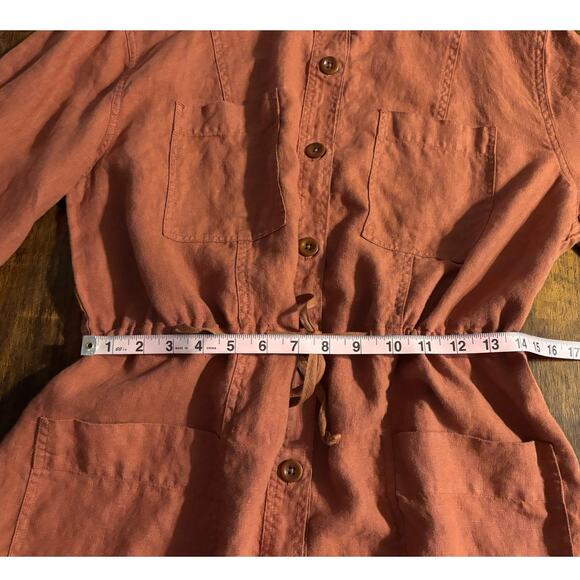 Wrap London Women’s 12 Dress 100% Linen Short Dress Pockets Drawstring Waist - Picture 7 of 9